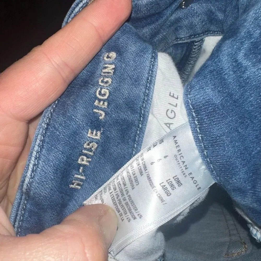 American Eagle next level stretch hi-rise light wash 6 long jeggings - Picture 3 of 4